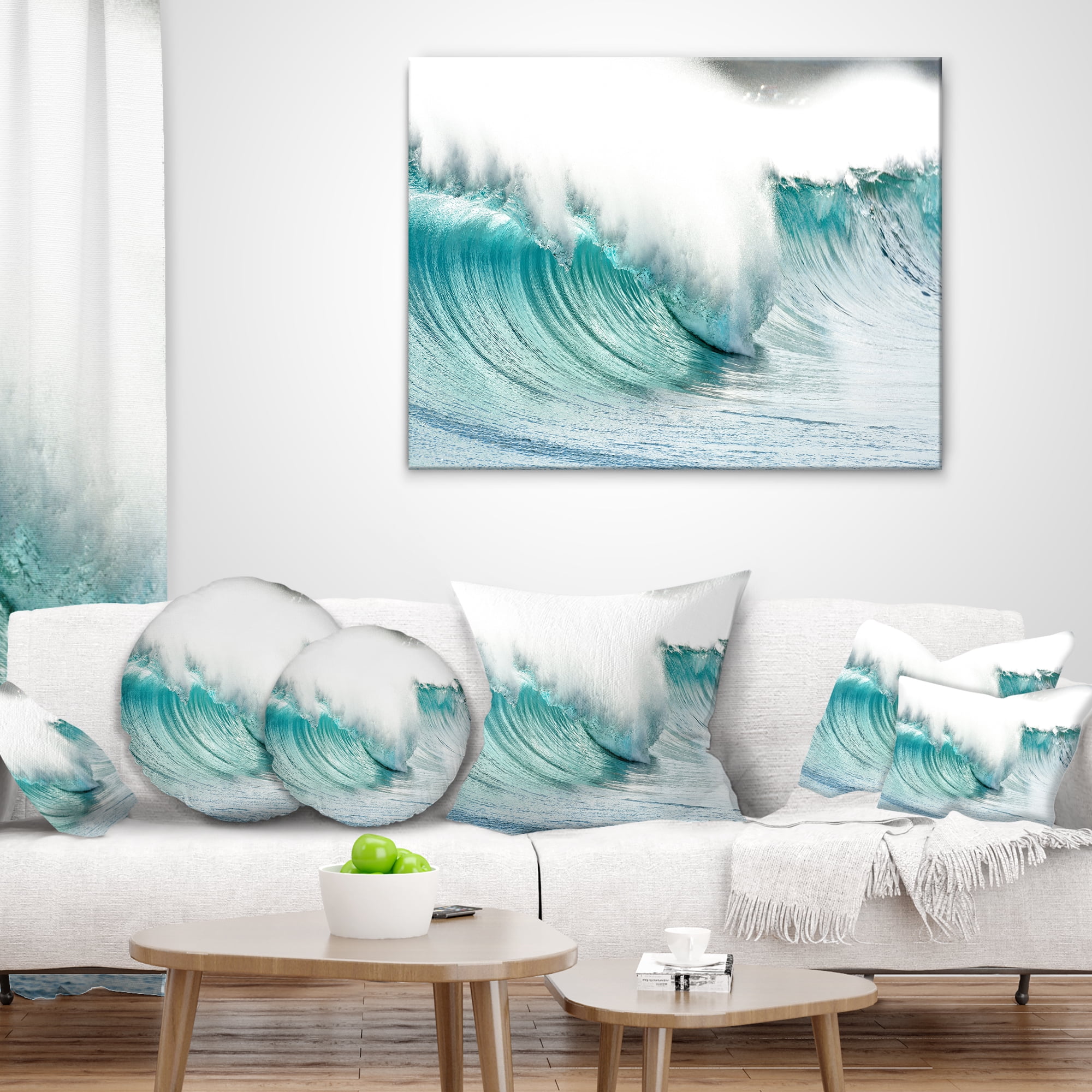 Designart 12" x 20" Blue Polyester Throw Pillow