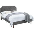 thumbnail image 1 of BIKAHOM Button-Tufted Fabric Headboard Twin Platform Bed in Gray, 1 of 8
