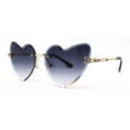 thumbnail image 2 of Womens Gothic Luxe Rimless Beveled Lens Cat Eye Heart Sunglasses Gold Smoke, 2 of 4