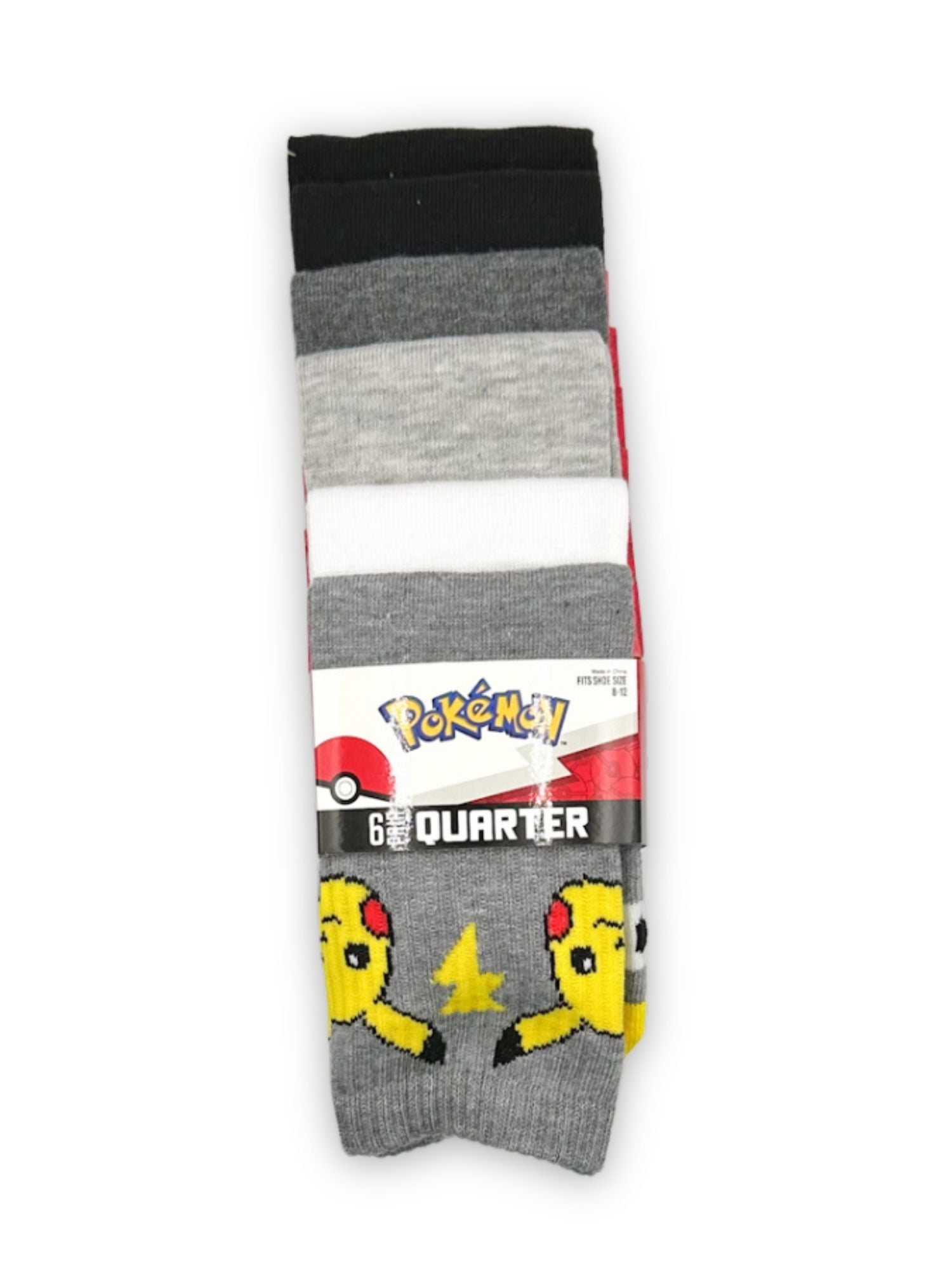 Pokemon Men's Quarter Socks, 6-Pack, Size 8-12