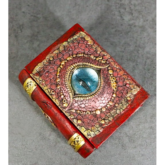 Celtic Knotwork Eye Of The Dragon With Scales Red Trinket Book Box Figurine