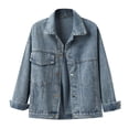 thumbnail image 4 of Vintage With Pocket Jacket Denim Jean Short Button Women Coat Distressed Down Women's Coat Long Sleeve Jean Jacket Summer Jackets for Women Short Jean Jacket Women Jean Jacket Women Women's Denim, 4 of 7