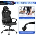 thumbnail image 2 of Gaming Chair, Office Chair Computer Racing Chair Ergonomic Video Game Chairs for Adult Kids Teen Height Adjustable Reclining Chair with Lumbar Support Armrest Headrest Swivel Chair Black, 2 of 7