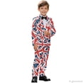 thumbnail image 4 of Whosucclay Union Jack Pattern Anti Shrink Boys Suit, Two Piece Formal Wear Outfit Elastic Waist Polyester Boys Suit Set for Graduation Party, 4 of 10