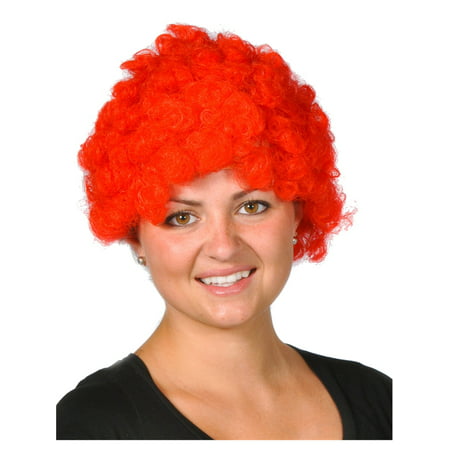 Mens Womens Child Costume Accessory Dress Up Red Afro Team Spirit Clown Wig