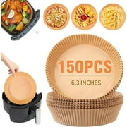150 PCS 6.3 Inch Round Air Fryer Disposable Baking Paper Liners, Oil-proof Non-Stick Parchment Paper Liners for 2-5QT Air fryer Microwave Oven Frying Pan