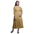 thumbnail image 1 of Bimba Ocean Women Long Sleeve SmockedDressRound Neck Ruffle Summer Maxi-X-Small, 1 of 5