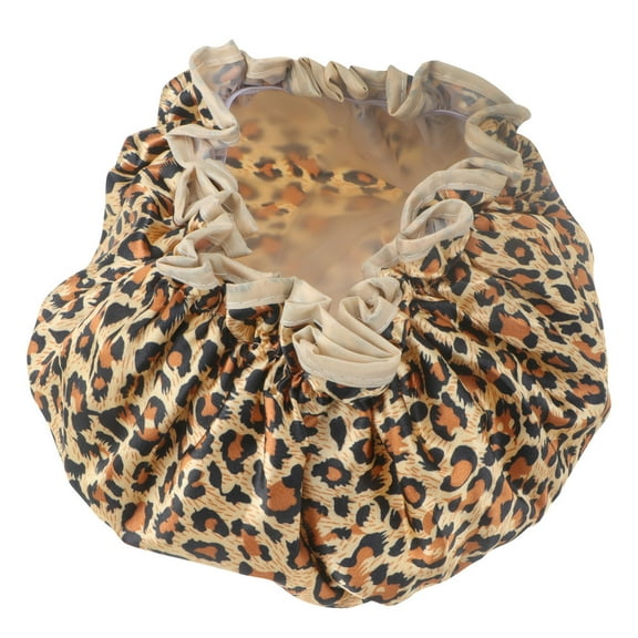 Clispeed 2Pcs Hair Protective Waterproof Cap Leopard Print for Bathing and Hair Styling Salon Use