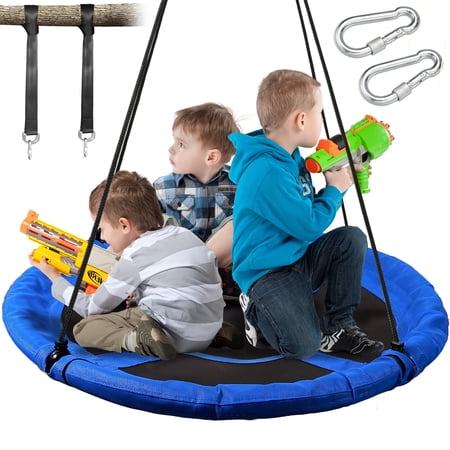 REDCAMP 43" Flying Saucer Tree Swing Indoor Outdoor Play Set Swing for Kids and Adults, Durable Adjustable Ropes 600lbs, Blue