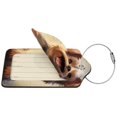thumbnail image 2 of Hirioo Cartoon Happy Cute Puppy Print Leather Luggage Tag with Stainless Steel Loop ,Privacy Flap and Address Card for Travel Bag Suitcase-2 PCS, 2 of 5