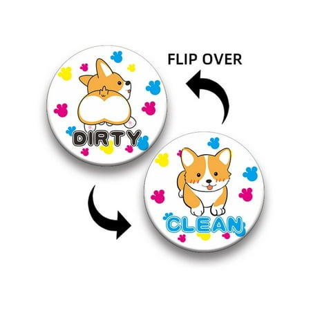 

Mduoduo 2 Pcs Living Clean Dirty Sign Fridge Magnets Home Decor Dishwasher Magnetic Sticker