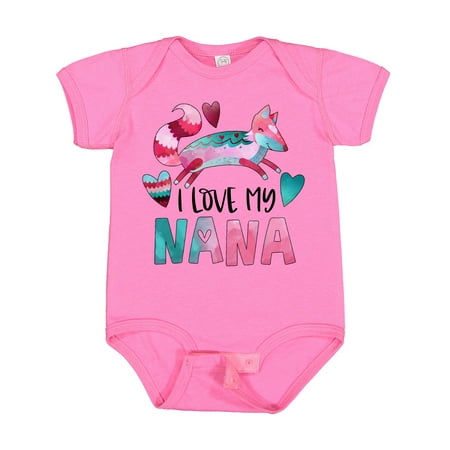 

Inktastic I Love My Nana Pink and Blue Fox with Hearts Gift Baby Boy or Baby Girl Bodysuit