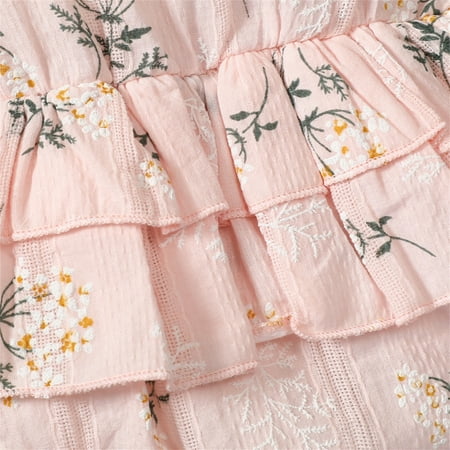 

NECHOLOGY Baby Girls Floral Spring Summer Print Sleeveless Ruffle Romper Bosyduit Clothes Shirts Childrenscostume Pink 0-6 Months