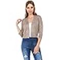 thumbnail image 3 of Cielo Cardigan Ouvert Uni Doux pour Femmes Manches 3/4 Camel Grand, 3 of 4