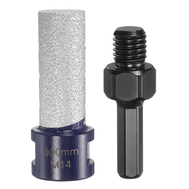 Brocas de fresado de dedo de diamante 20mm (3/4") Dia 5/8"-11 Rosca para ampliar y dar forma a agujeros en porcelana cerámica con adaptador de 3/8"