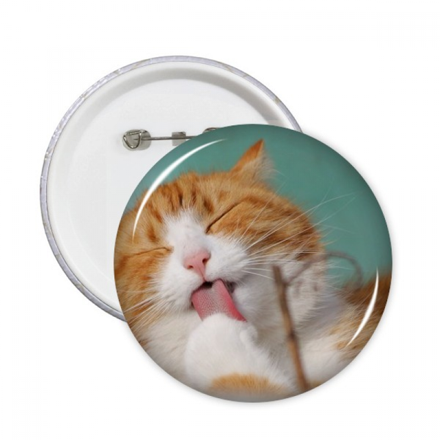 Yellow Stripes Cat Pet Animal Lick Pins Badge Button Emblem Accessory Decoration 5pcs