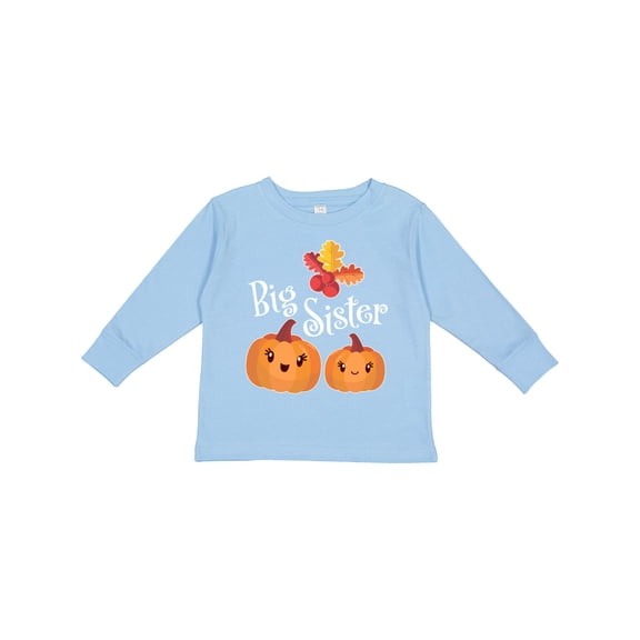 Inktastic Big Sister Pumpkins with Fall Leaves Girls Long Sleeve Toddler T-Shirt