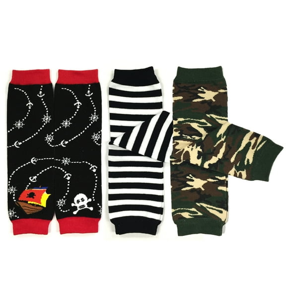Wrapables® Baby 3-Pair Leg Warmers, Sea Adventures, Stripes, Camouflage