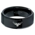 thumbnail image 2 of Tungsten Falcon Eagle Bird Band Ring 8mm Men Women Comfort Fit Black Beveled Edge Polished, 2 of 4