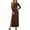 Brown, variant on Simple Style Dresses for Women Crew Neck Long Sleeve Dress with Side Split, Casual Social Outfit, Size (S-XXL)