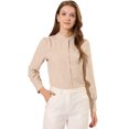 thumbnail image 1 of INSPIRE CHIC Women's Stand Collar Button Down Long Sleeve Shirts, 1 of 6