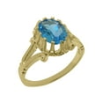 thumbnail image 1 of LBG British Made Real Solid 9k Yellow Gold Natural Blue Topaz Womens Promise Ring - 33 size options - Size 6.25, 1 of 6