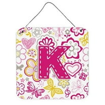 Carolines Treasures CJ2005-KDS66 Letter K Flowers And Butterflies Pink Wall and Door Hanging Prints