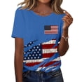 thumbnail image 2 of 250th Anniversary T-Shirt for Women - Distressed USA Flag Graphic Tee with "1776-2026" Badge, Ripped Effect Patriotic Crew Neck Short Sleeve Top Dark Blue XXL, 2 of 5