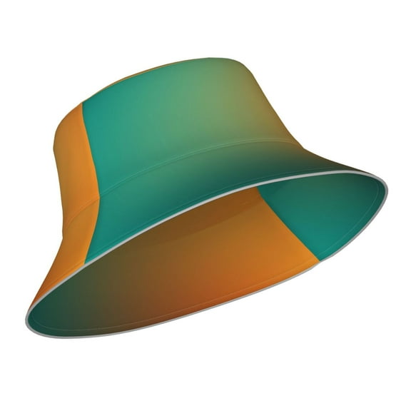 Kdxio Reflective Bucket Hat - Orange To Teal Gradient Print Bucket Hat for Men,Women