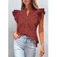 thumbnail image 3 of Camisa PRETTYGARDEN 2025 Mujer Manga Corta con Volantes Marrón Rojo XXL, 3 of 6