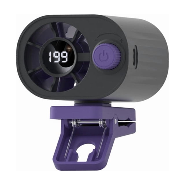 Ventilador portátil con clip y pantalla digital: mini ventilador recargable por USB para escritorio y exteriores con almohadilla de compresa fría y velocidad ajustable.