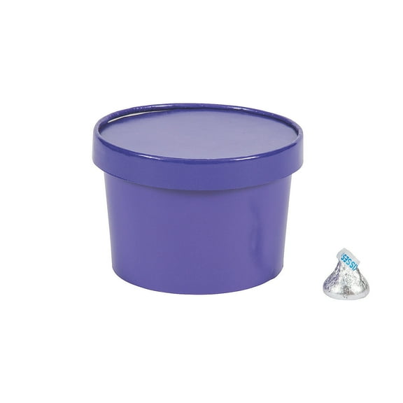 Purple Round Favor Box W/Lid - Party Supplies - 12 Pieces
