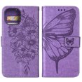 thumbnail image 1 of Mantto Case for Apple iPhone 14,Shockproof Embossed Butterfly & Flower Pattern  PU Leather Wallet Case Magnetic Closure Flip Stand ID Credit Card Holder Protective Cover with Wrist Strap,Lightpurple, 1 of 9