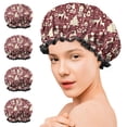 thumbnail image 7 of Shower Caps,Colorful Christmas Striped Pattern Waterproof Shower Cap for Women 4 Pieces,Double Reusable Hair Cover for Shower PEVA Elastic Stretch Hem, 7 of 7