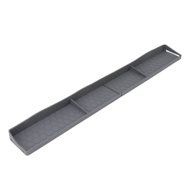 Estante de especias superior de silicona para estufa, organizador de estante de especias de cocina con 3 particiones funcionales, 30 pulgadas, gris