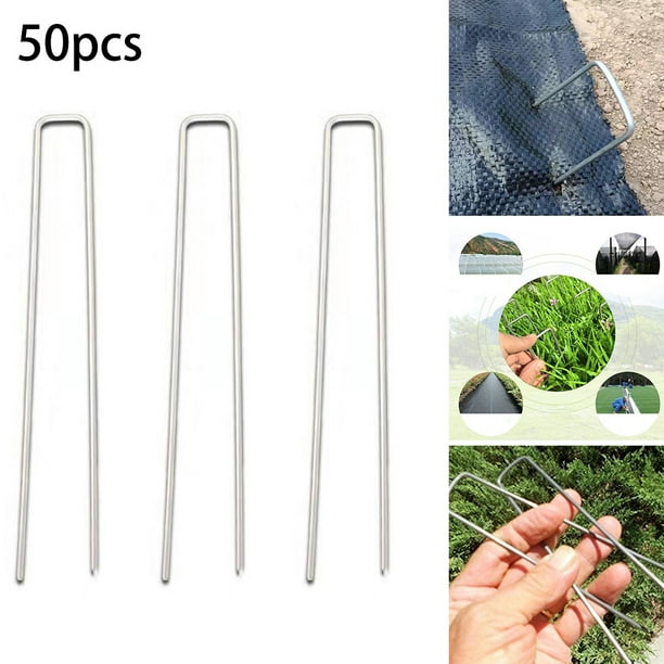 50Pcs Landscape Staples Garden Stakes Weed Barrier Pins Long Staples Anchor Pins