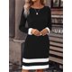 thumbnail image 4 of Vestidos de oficina elegantes para mujer, vestido Midi estampado a rayas, manga larga, cuello redondo, primavera y otoño, 2024, 4 of 7