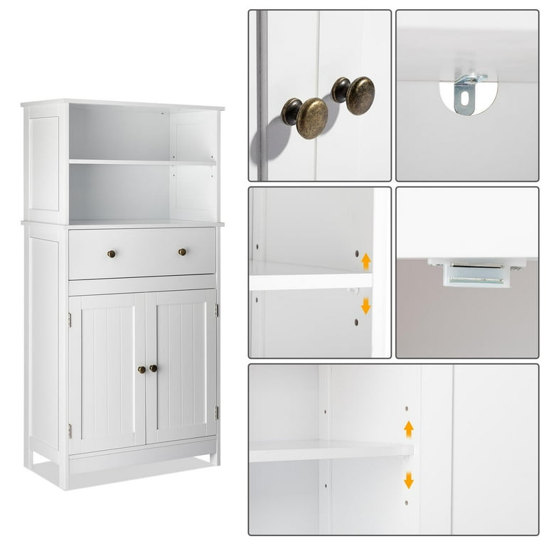 Ktaxon Freestanding Bathroom Floor Cabinet, White, Adjustable