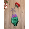 thumbnail image 3 of Gureui Kids Baby Girls One Piece Swimsuit Bikini Shellfish Scale Mermaid Print V-neck Lace-up Swimwear Summer Clothes, 3 of 8