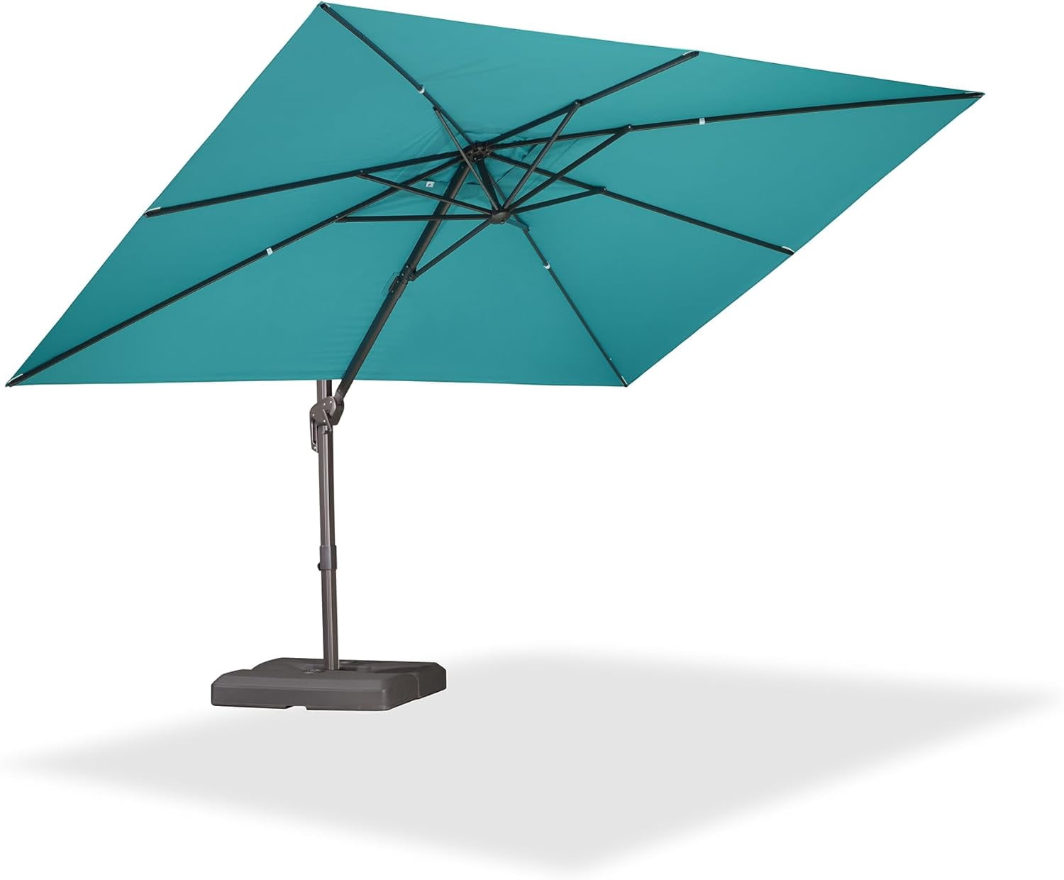PURPLE LEAF OUTDOOR 9' X 11.5' Rectangle Cantilever Umbrella Patio Umbrella Outdoor Aluminum Offset Antique Bronze Hanging Umbrella for Pool Garden Backyard Deck, Turquoise Blue