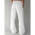 thumbnail image 3 of Pantalón PIDOGYM para hombre de algodón y lino, blanco, corte holgado, 3 of 5