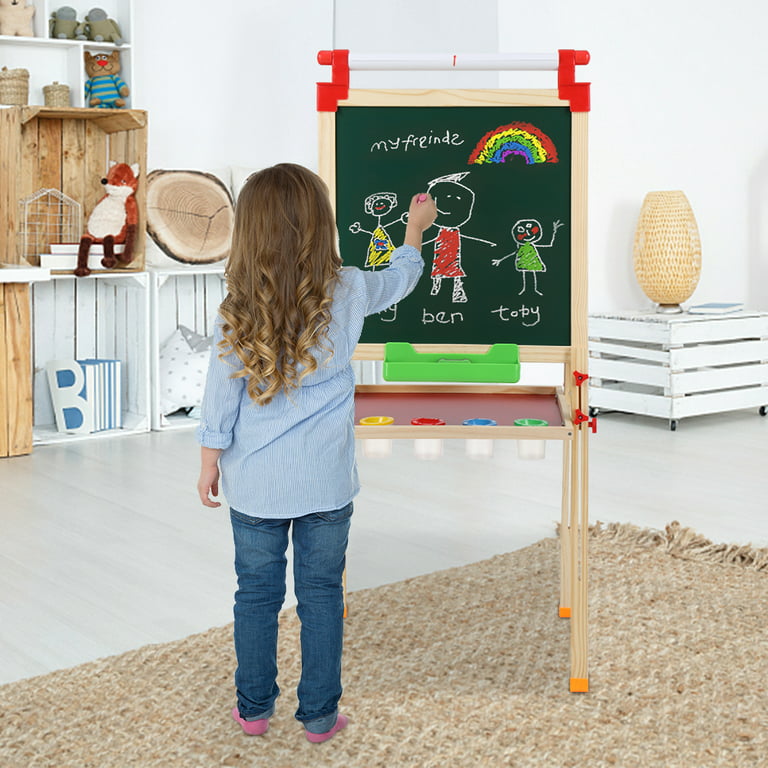 UTEX Wooden Kids Easel with Paper Roll and Storage, Art Easel for Kids with  Magnetic Whiteboard and Chalkboard, Gift for Kids Ages 4-12 