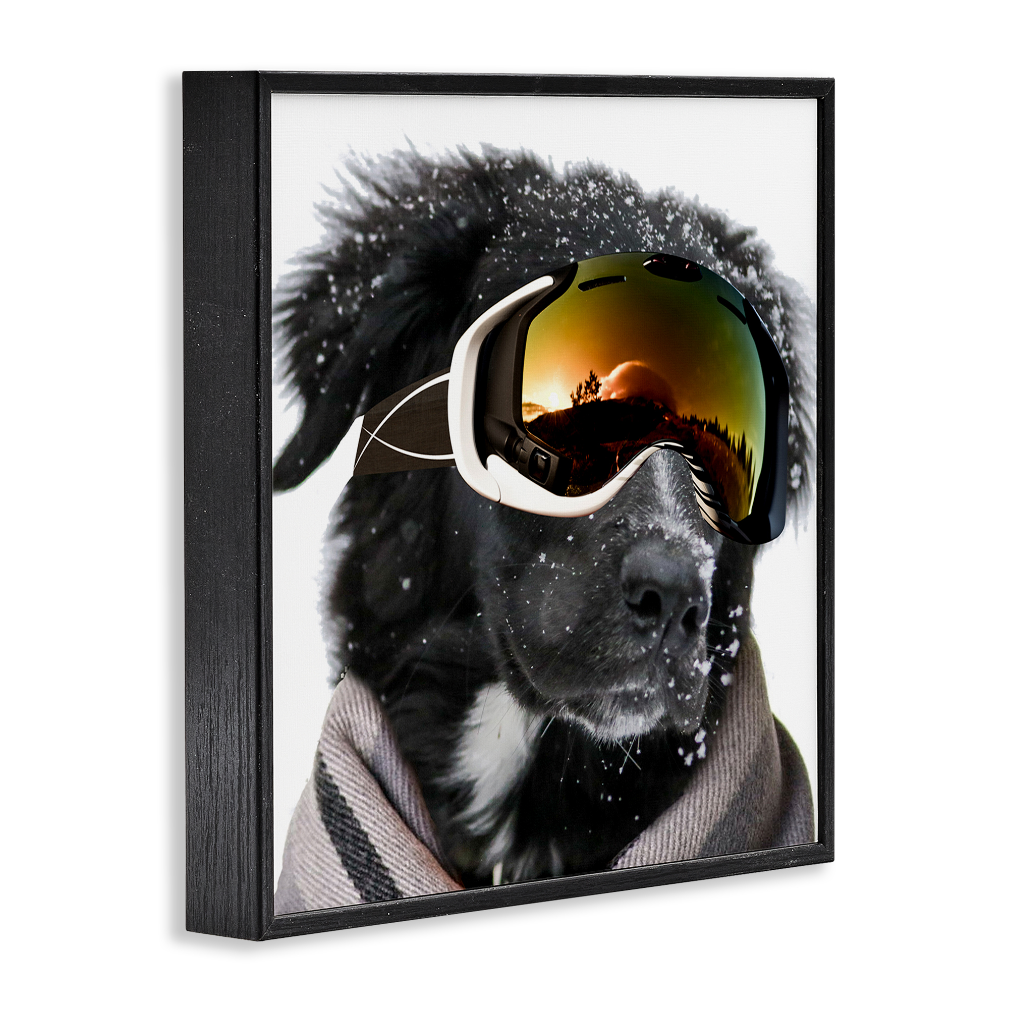 Stupell Industries Snowboarder Dog with Goggles Animals & Insects Painting Black Framed Art Print Wall Art, 24 x 24