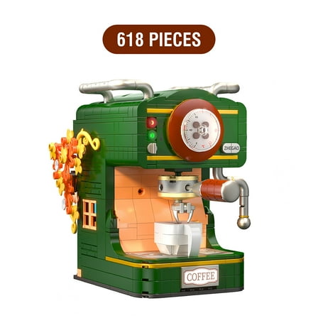 Coffee Machine Building Blocks Set for Adults, Retro Coffee Maker Blocks Vintage Toys Model for Home Decor & Kids Early Education