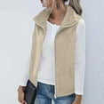 thumbnail image 2 of Jalioing Womens Sleeveless Vest Double-Faced Velour Lapel Full-Zipper Closure Soft Comfy Fleece Clothing (Small, Beige), 2 of 8
