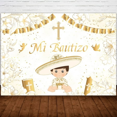 Image of Mi Bautizo Backdrop Decoration First Communion Bac
