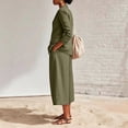 thumbnail image 4 of Women Suits 2 Piece Set Business Casual Dressy Oversized Blazer Jacket and Wide Leg Capri Pant Outfits Army Green XXL(XXL), 4 of 9