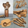thumbnail image 3 of Wooden Spoons for Cooking,10 Pcs Natural Teak Wooden Kitchen Utensils Set Wooden Utensils for Cooking Wooden Cooking Utensils Wooden Spatulas for Cooking, 3 of 6