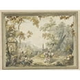 thumbnail image 3 of Jurriaan Andriessen 14x12 Black Modern Framed Museum Art Print Titled - Design for a Room Painting; Idyllic -Arcadian Landscape with Classic Buildings (1752 - 1819), 3 of 5