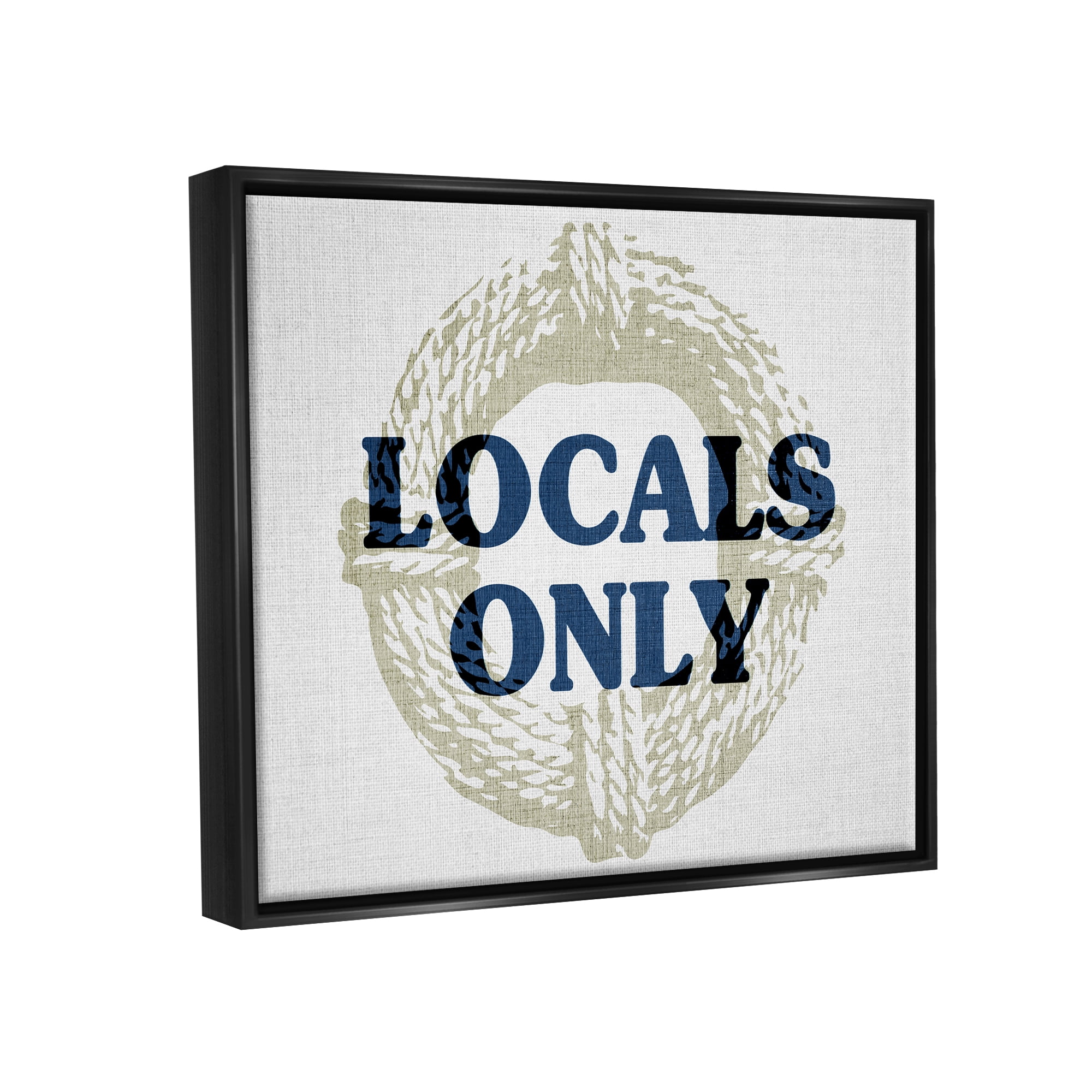 Stupell Industries Locals Only Maritime Phrase Nature Painting Black Floater Framed Canvas Art Print Wall Art, 21 x 17